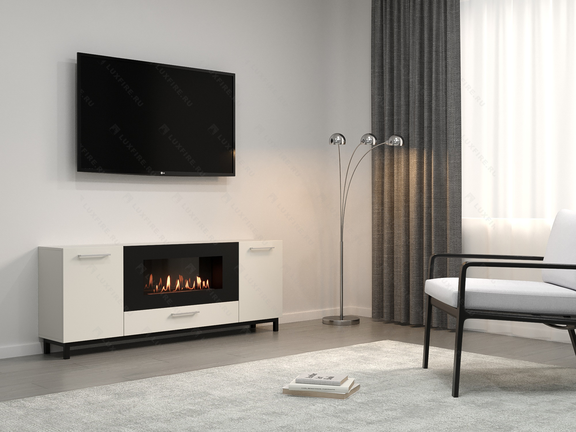 Тумба ТВ Lux Fire "Амур" напольная 1700 матовая, белая с биокамином 900 Тумба ТВ Lux Fire "Амур" напольная 1700 матовая, белая с биокамином 900 по цене 96 124 руб.