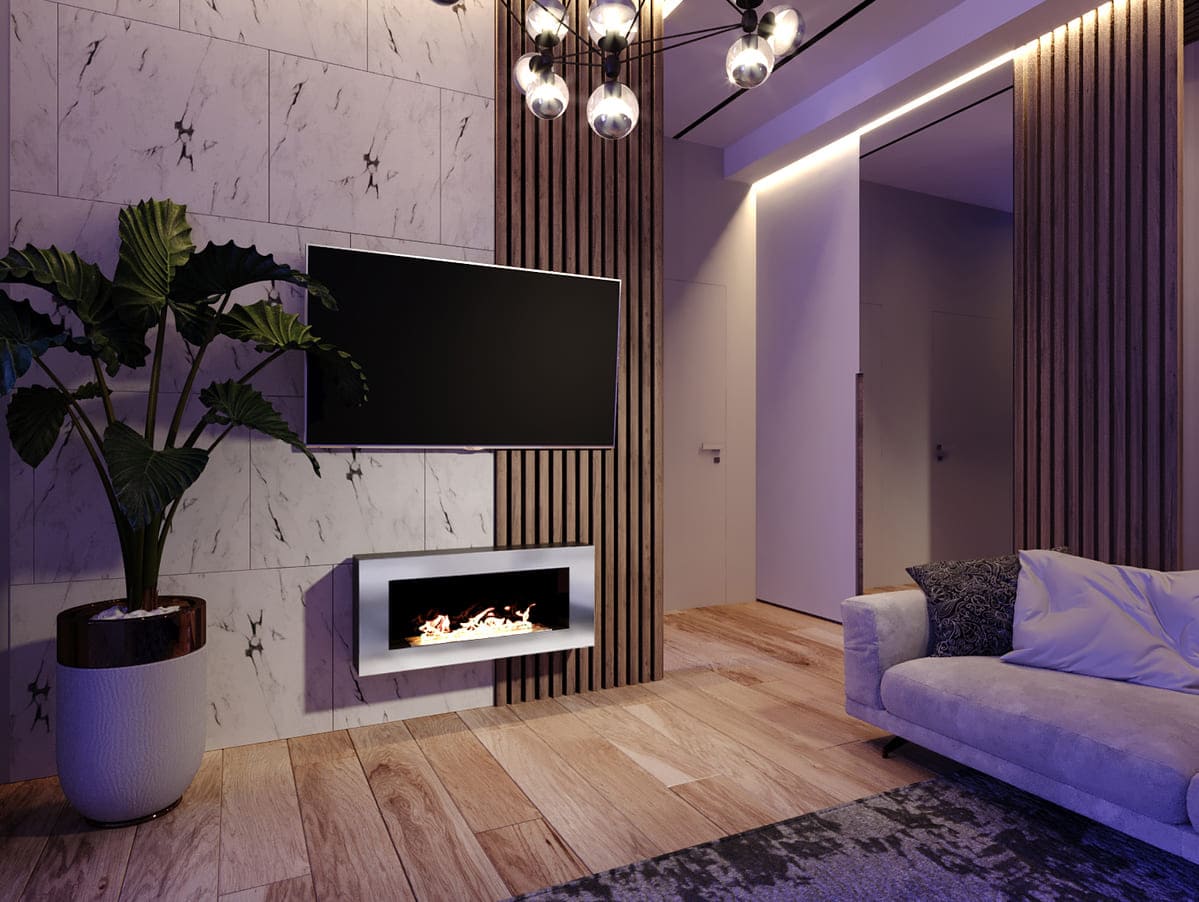 Биокамин "Русский огонь" Хай-тек 900N настенный с декоративным стеклом (стемалитом) по цене 39 650 руб.