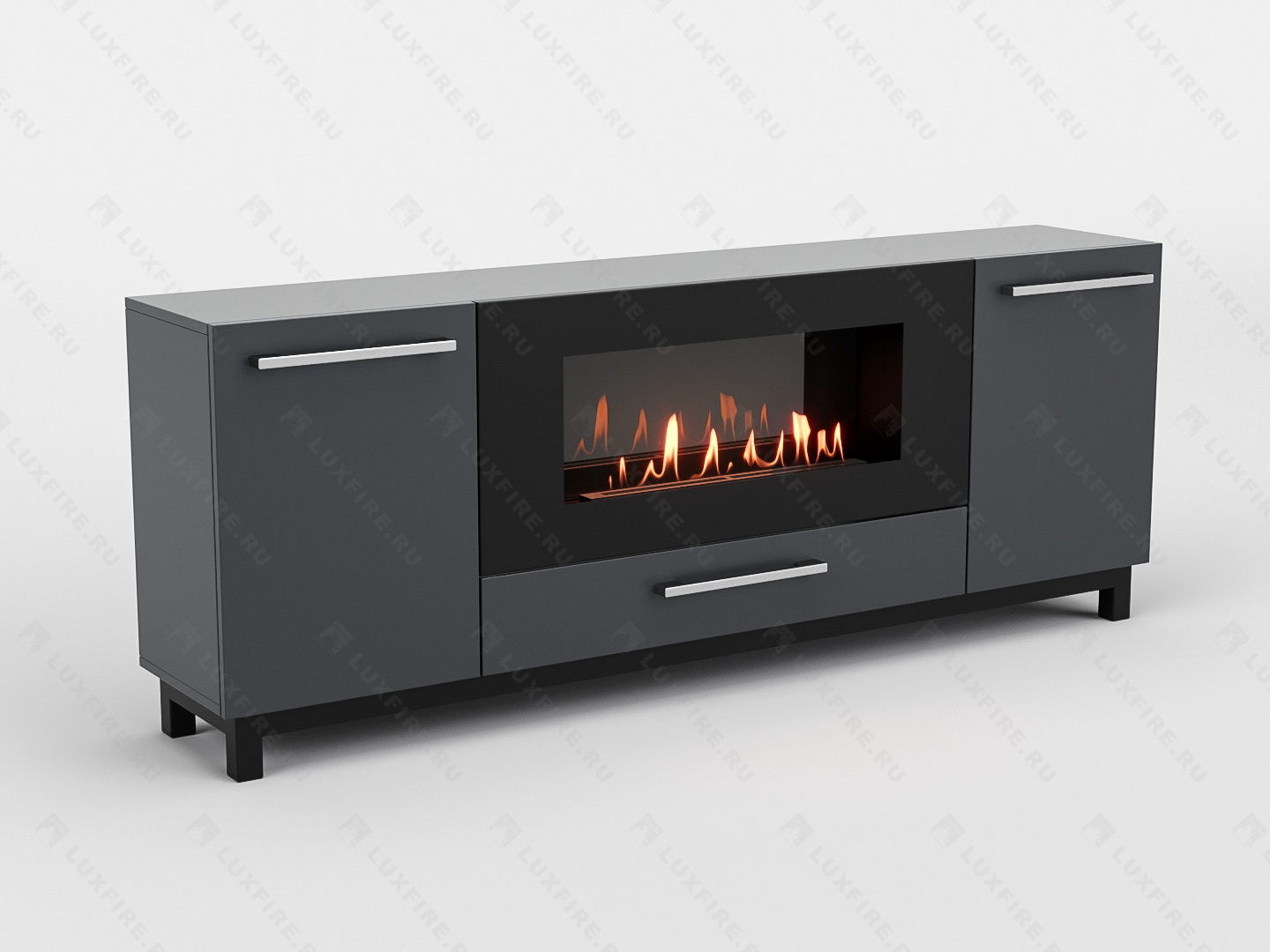 Тумба ТВ Lux Fire "Амур" напольная 1700 матовая, графит с биокамином 900 Тумба ТВ Lux Fire "Амур" напольная 1700 матовая, графит с биокамином 900